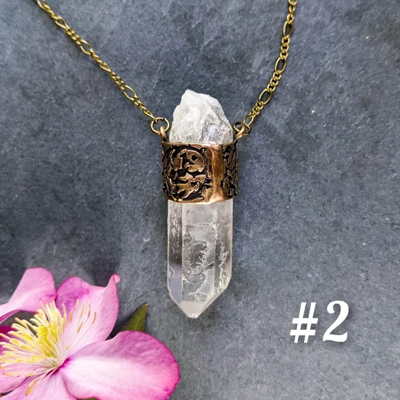 Artisan Made Quartz Crystal Point Long Necklaces - Picture 8 of 13